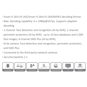 NVR IP-Rekorder DAHUA mit KI, 4 PoE Ports,  4 Kameras, 12 MP Aufl&ouml;sung, WizSense
