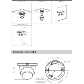 2 MP IP Turret-Kamera DAHUA mit Mikrofon, KI und 30 m Nachtsicht, SMD Plus
