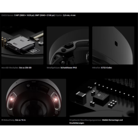 8 MP IP Dome-Kamera AJAX mit KI, Mikrofon und 15 m Nachtsicht. Schwarz 2.8 mm - Sichtwinkel von 100&deg; bis 110&deg;