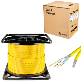 CAT.7 Duplex Verlegekabel, GELB 100m