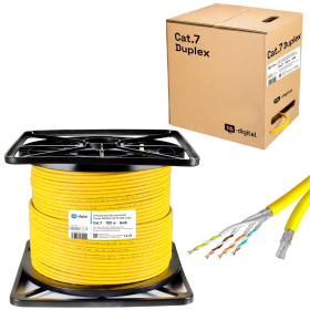 CAT.7 Duplex Verlegekabel, GELB 100m