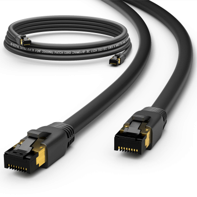 Patchkabel CAT 8.1 F/FTP LSZH Länge und Farbe wählbar Schwarz 1,5m