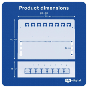 HB-Digital Patchpanel Cat.6 STP 8-Port Lichtgrau