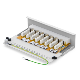 HB-Digital Patchpanel Cat.6 STP 8-Port Lichtgrau