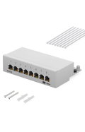 HB-Digital Patchpanel Cat.6 STP 8-Port Lichtgrau