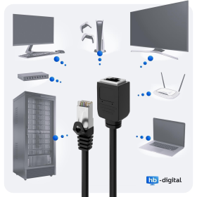 RJ45 Patchkabelverl&auml;ngerung Schwarz 10m