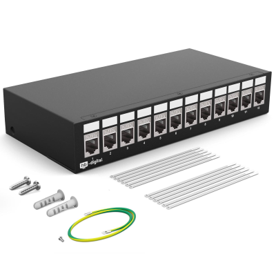 Patchpanel 4/6/8/12/16 Port mit Keystone Cat 6a 12 Port