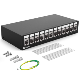 Patchpanel 4/6/8/12/16 Port mit Keystone Cat 6a 12 Port