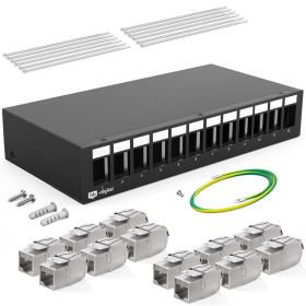 Patchpanel 4/6/8/12/16 Port mit Keystone Cat 6a 12 Port