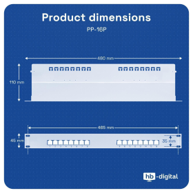 hb-digital Patchpanel Cat.6 STP 16-Port Schwarz