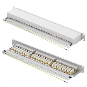 hb-digital Patchpanel Cat.6a STP 24-Port Lichtgrau
