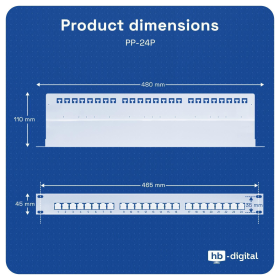 hb-digital Patchpanel Cat.6a STP 24-Port Lichtgrau