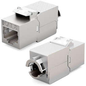 Netzwerkdose mit Cat 8 Keystone Module  signalwei&szlig; (RAL 9003) 3 Port