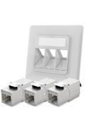 Netzwerkdose mit Cat 8 Keystone Module  signalweiß (RAL 9003) 3 Port