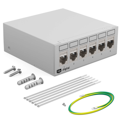 Patchpanel 4/6/8/12/16 Port mit Keystone Cat 8 6 Port (HELLGRAU)
