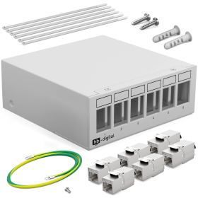 Patchpanel 4/6/8/12/16 Port mit Keystone Cat 8 6 Port (HELLGRAU)