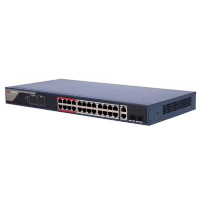 Hikvision 24-Port Fast-Ethernet mit Gigabit-Uplinks PoE...