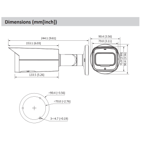 8 MP IP Bullet-Kamera DAHUA (OEM ver.)  mit Optischer Zoom, 60 m Nachtsicht