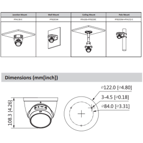 4 MP IP Turret-Kamera DAHUA mit KI, Mikrofon, Optischer Zoom, 40 m Nachtsicht