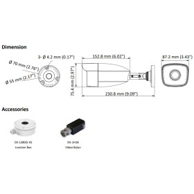 2 MP (Full HD) 4-in-1 (CVI, TVI, AHD, Analog) Bullet-Kamera HIKVISION
